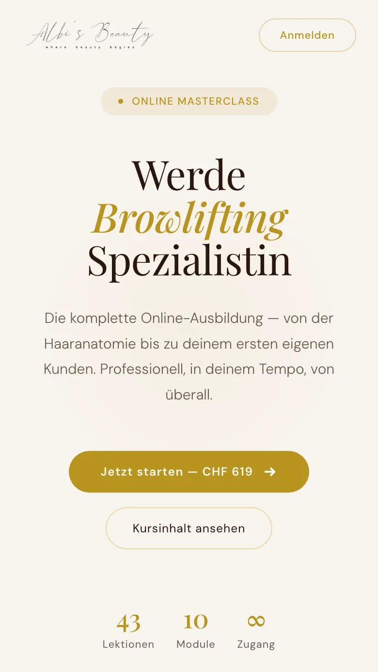 Online-Masterclass von Albi's Beauty auf dem Handy